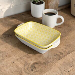 2x Ceramic Casserole Baking Dishes With Handles